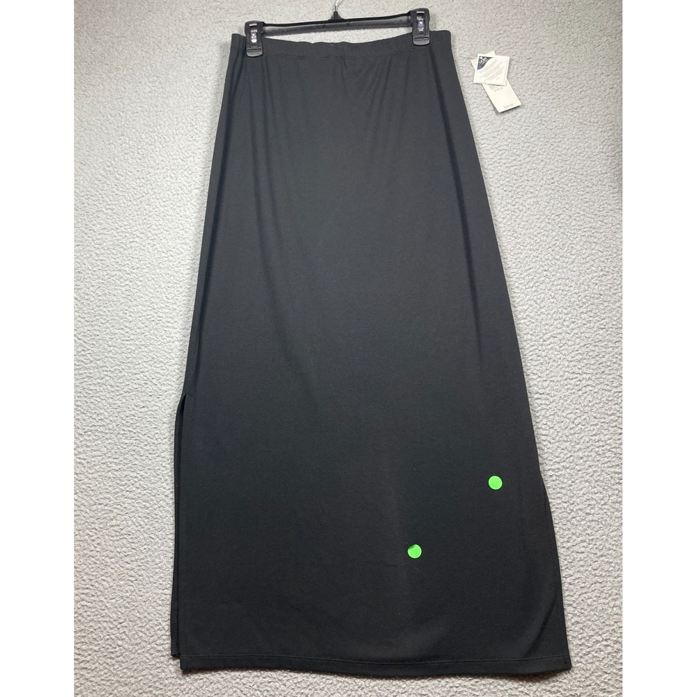 Karen Scott Maxi Skirt Womens Med Black Straight Stretch Side Slits Minimalist
